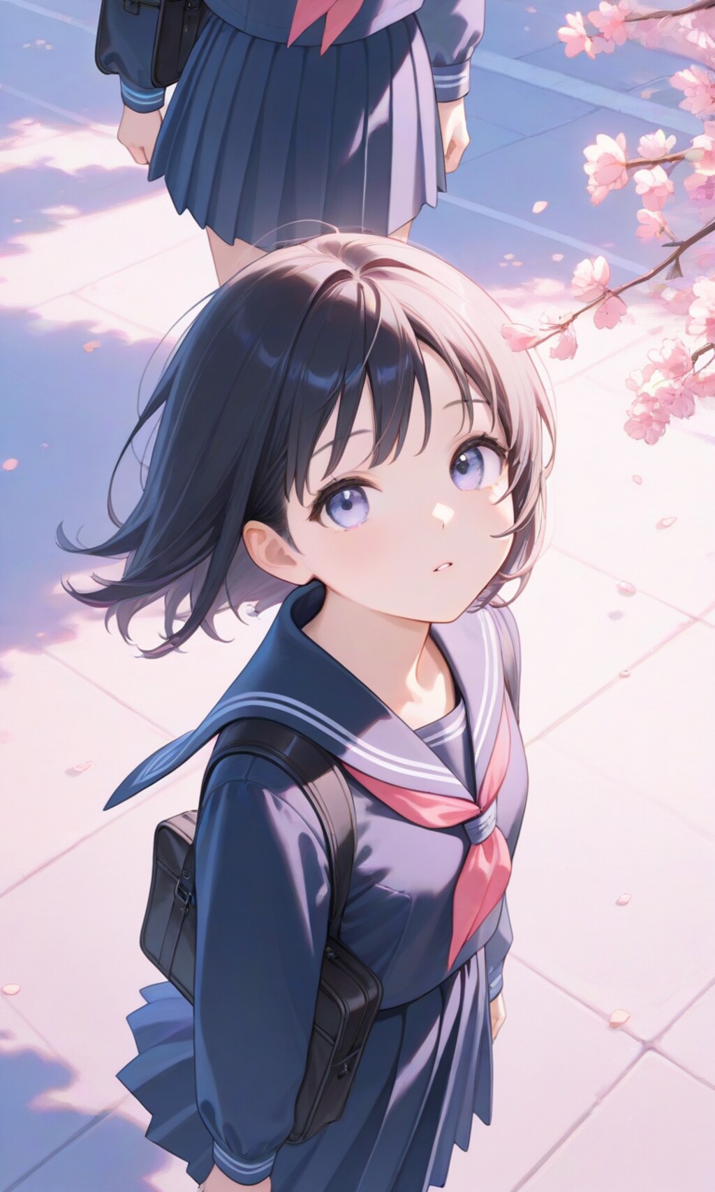 桜を見上げる少女(2)