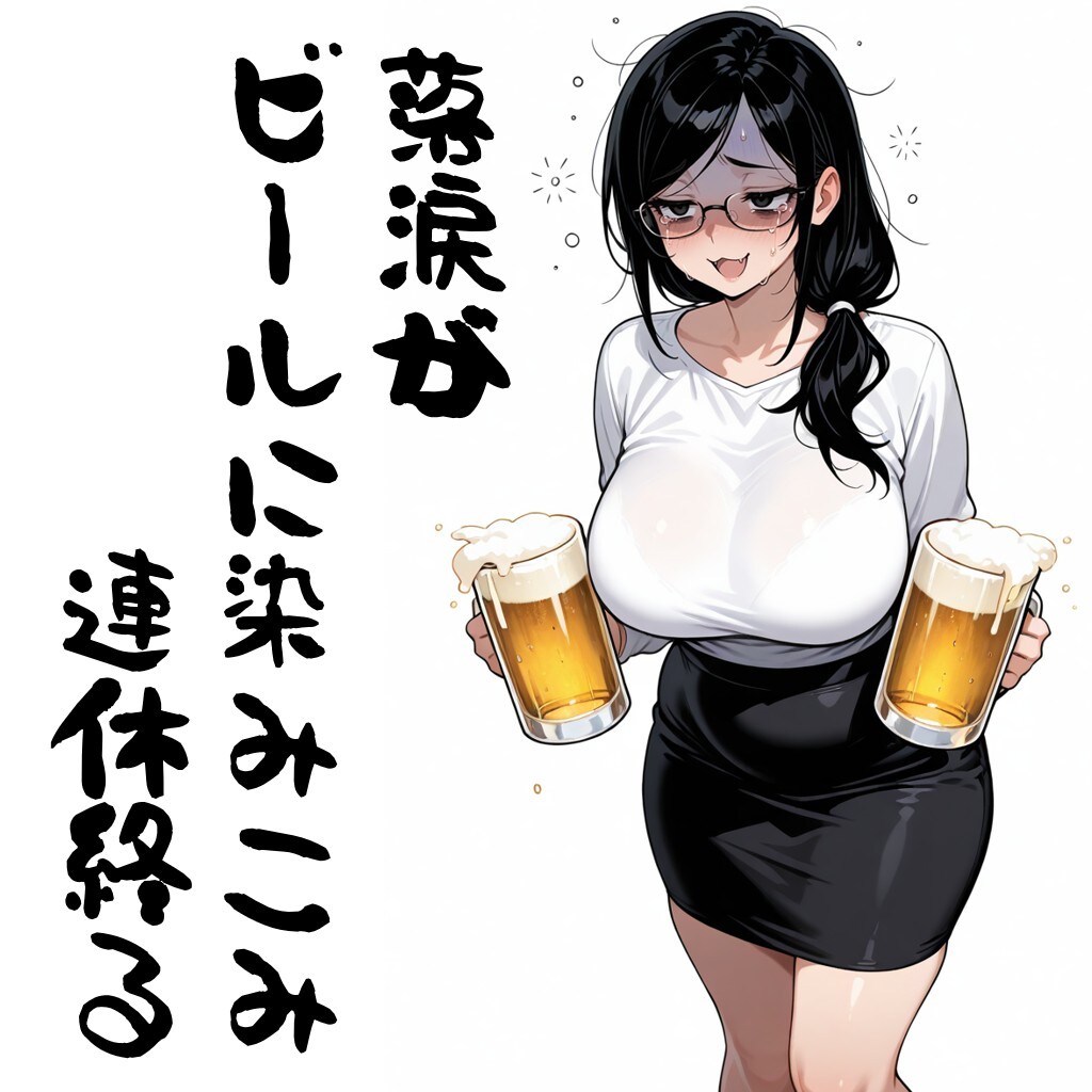 落涙がビールに染みこみ