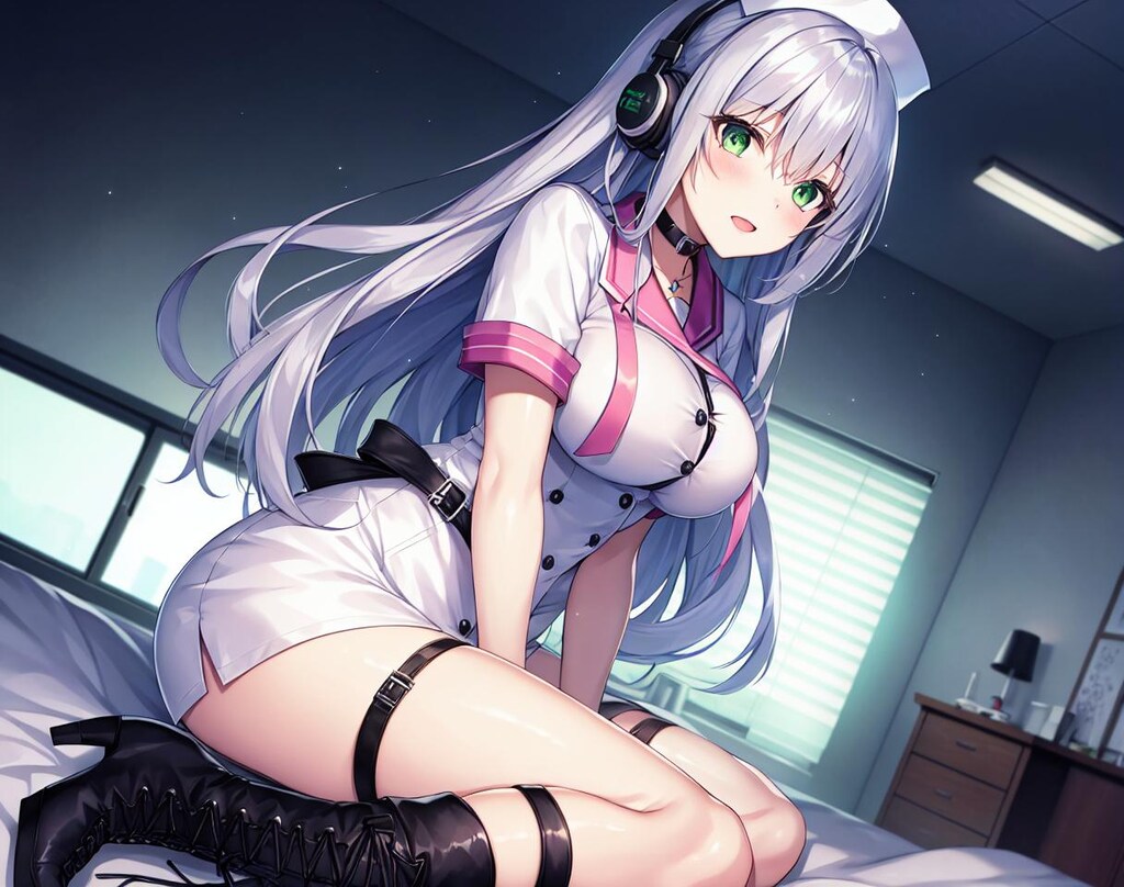 銀髪緑眼