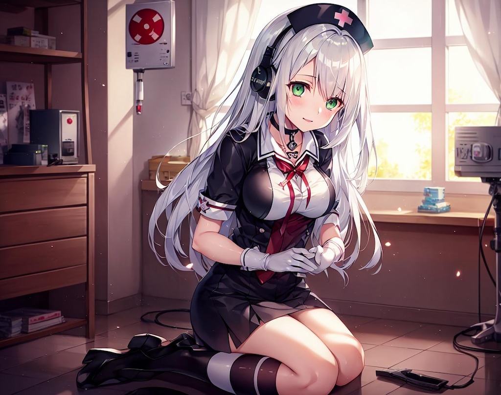 銀髪緑眼