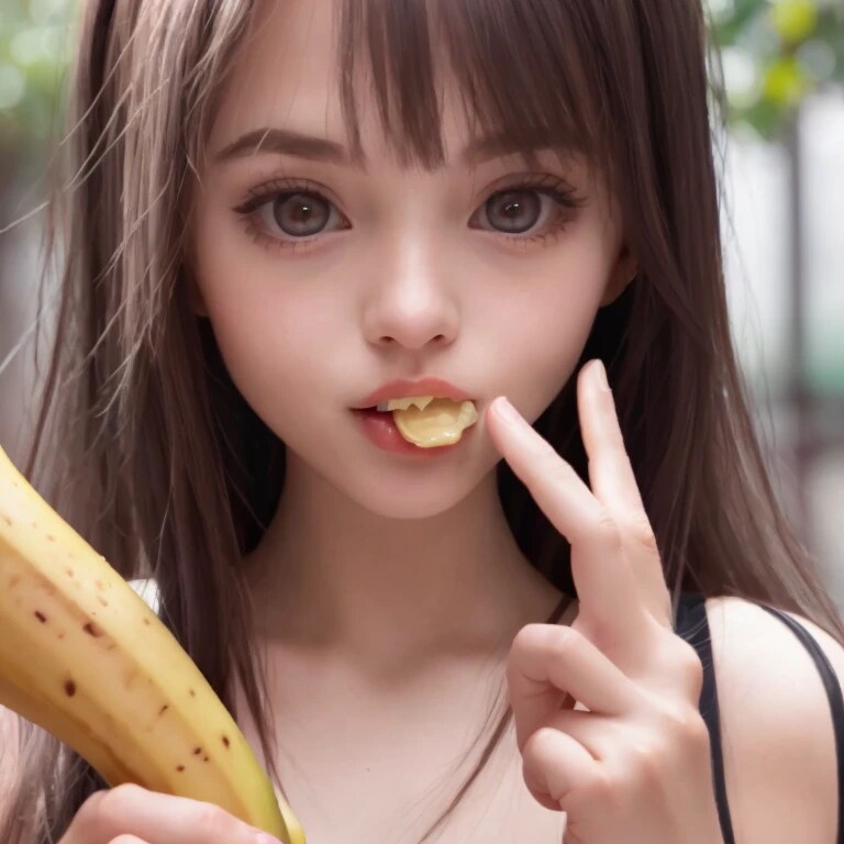 黒髪ロングでバナナの美女６８ | の人気AIイラスト・グラビア