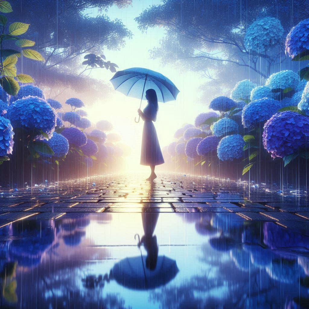 雨と紫陽花 | の人気AIイラスト・グラビア