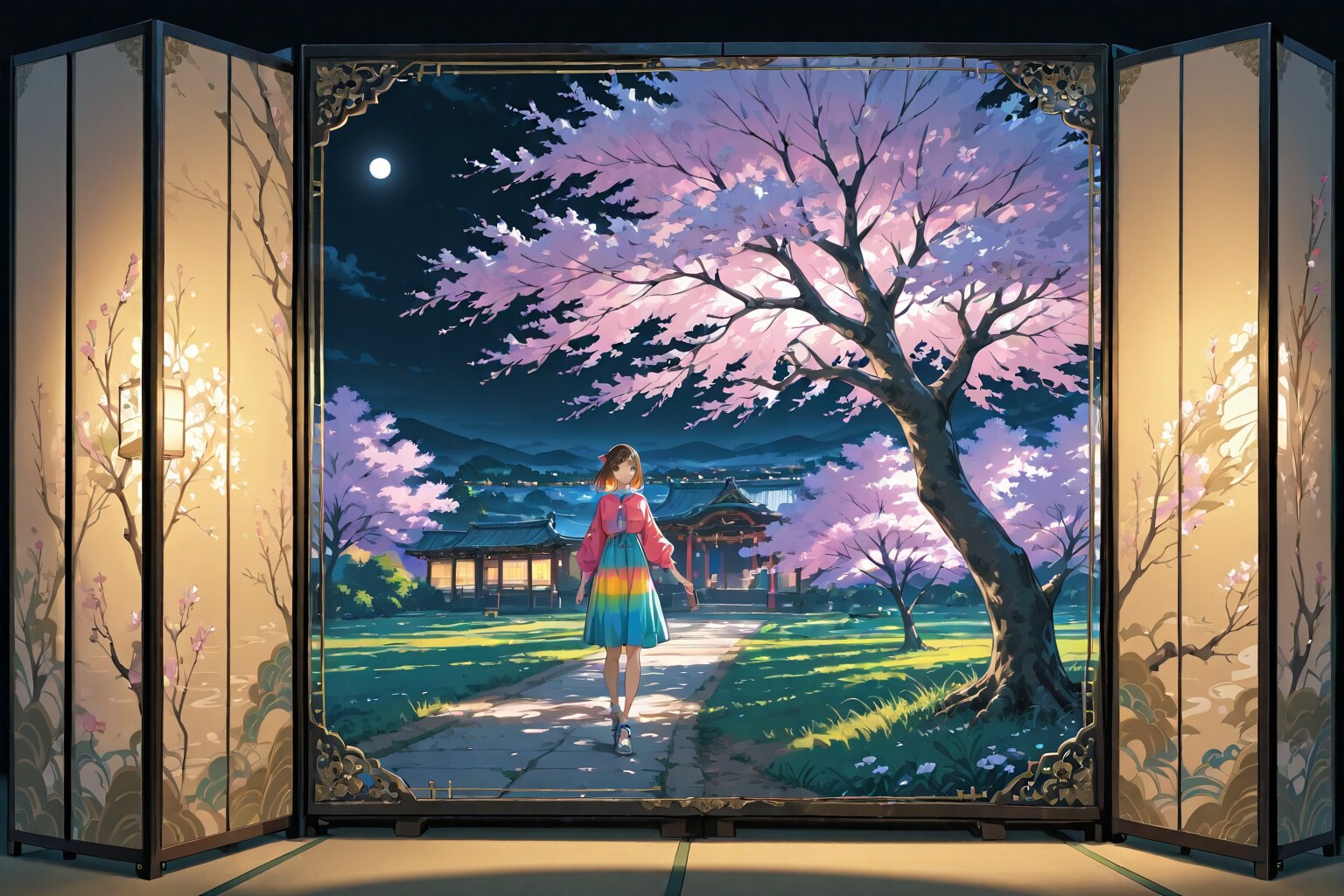 -夜桜屏風-