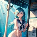 海底バス停でバスを待つ人魚のJK 10枚目
