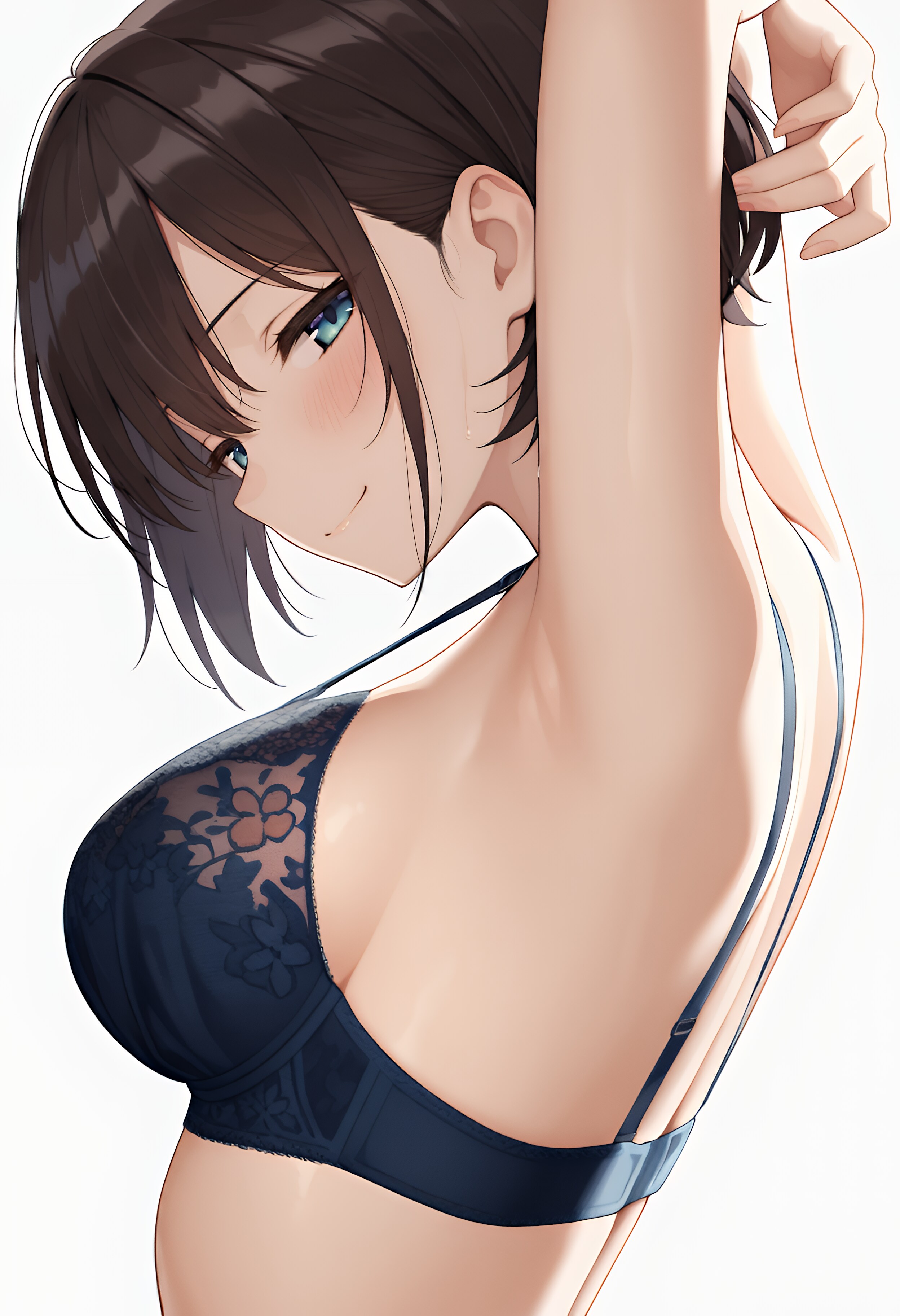 腋、横乳、微笑み