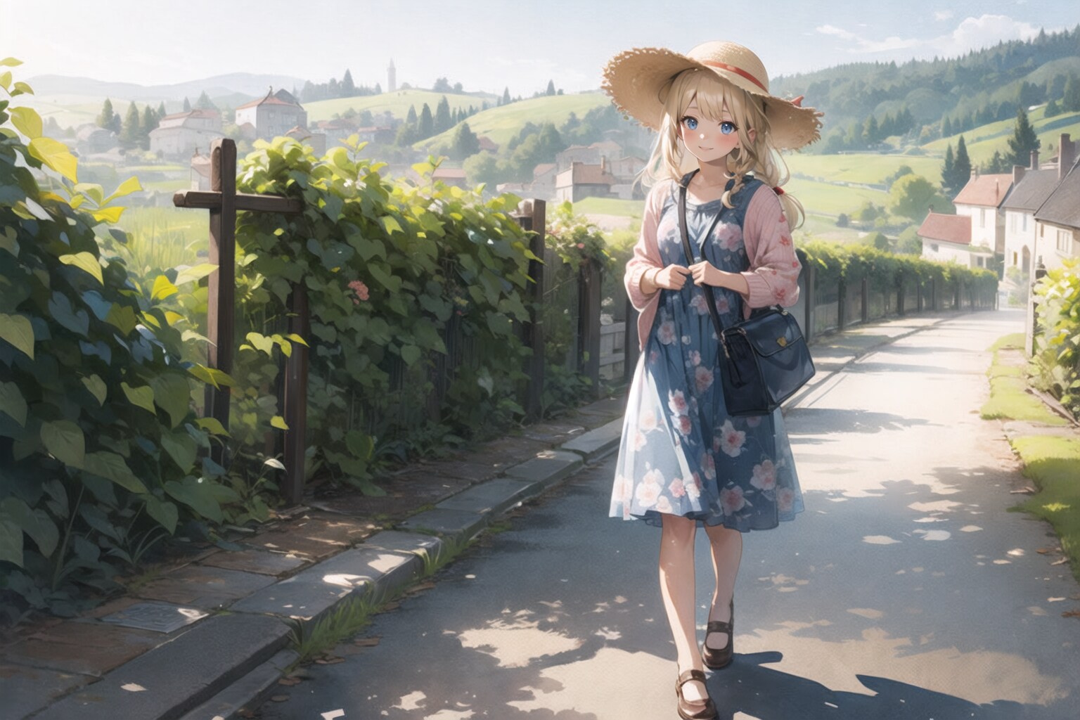 田舎を旅する少女