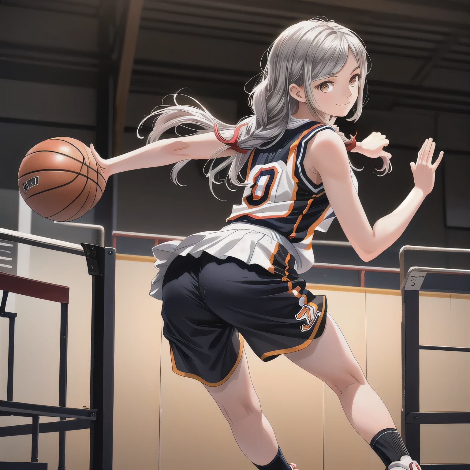 銀髪ロングでユニフォームの少女２２ | の人気AIイラスト・グラビア