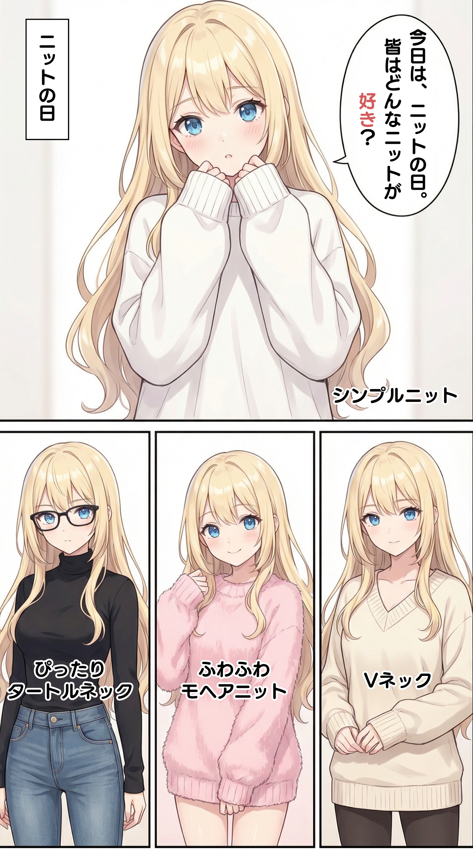 ニットの日 | の人気AIイラスト・グラビア