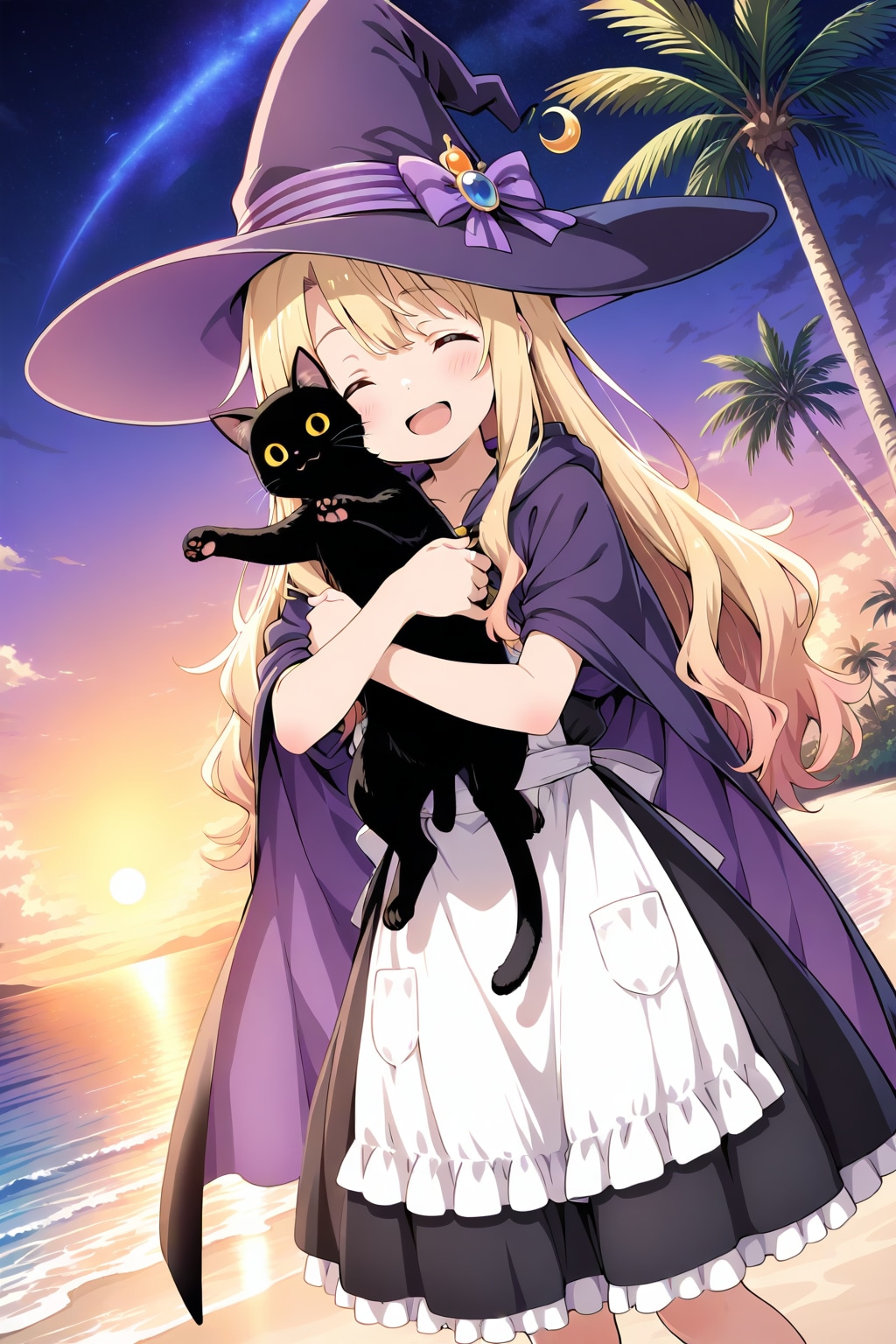 砂浜の魔女と黒猫