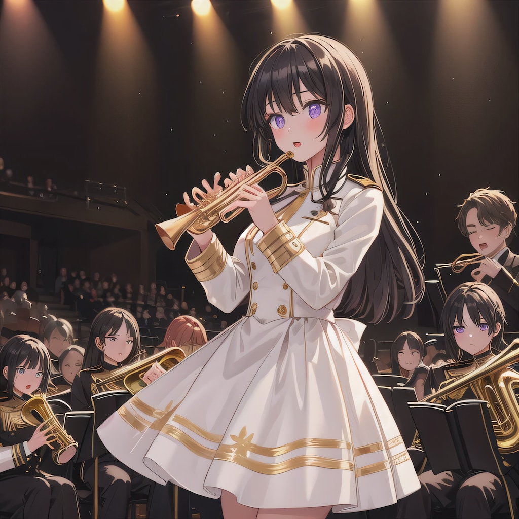 黒髪ロングでブラスバンドの少女３３