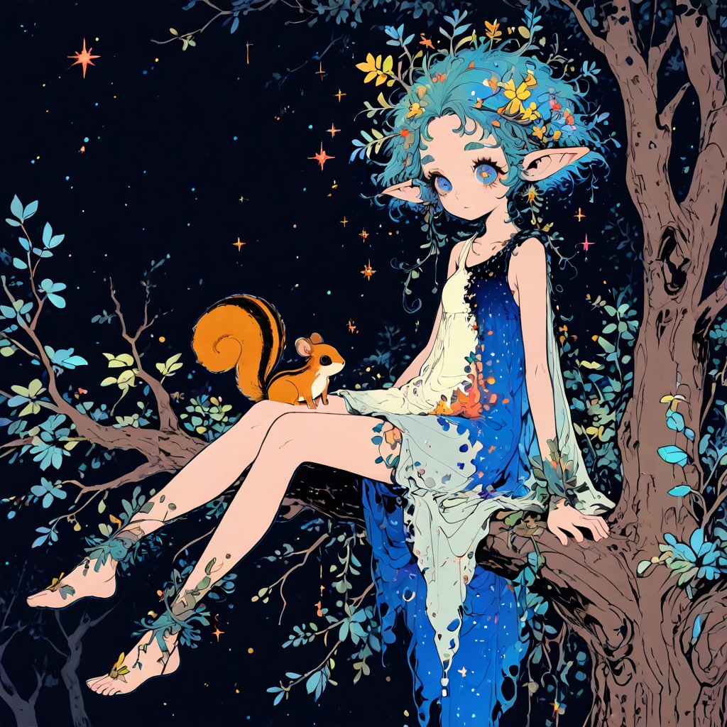 ドライアドと森の動物