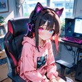ネコ耳サイバーヘッドフォン少女 2枚目