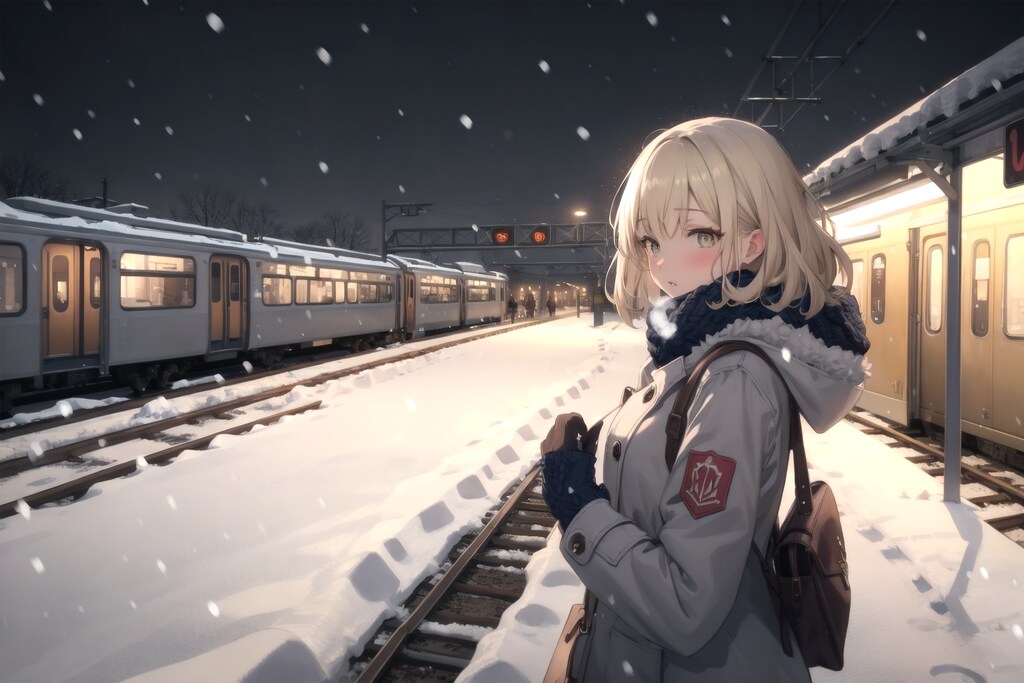雪と電車02