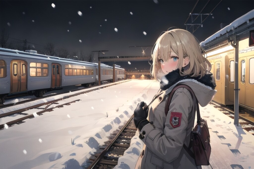雪と電車02