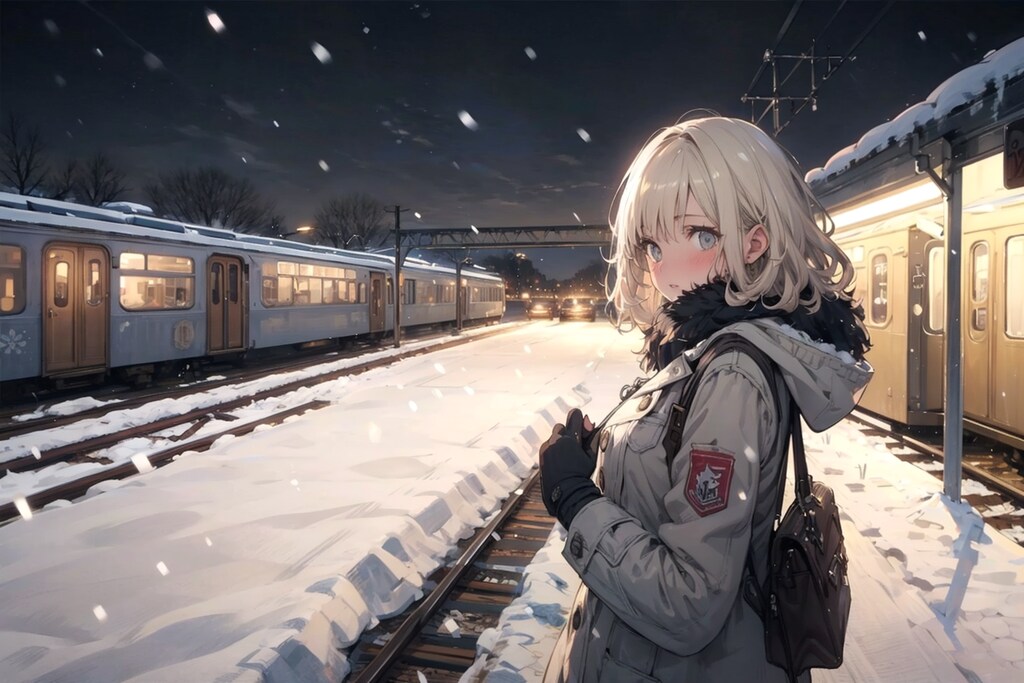 雪と電車02