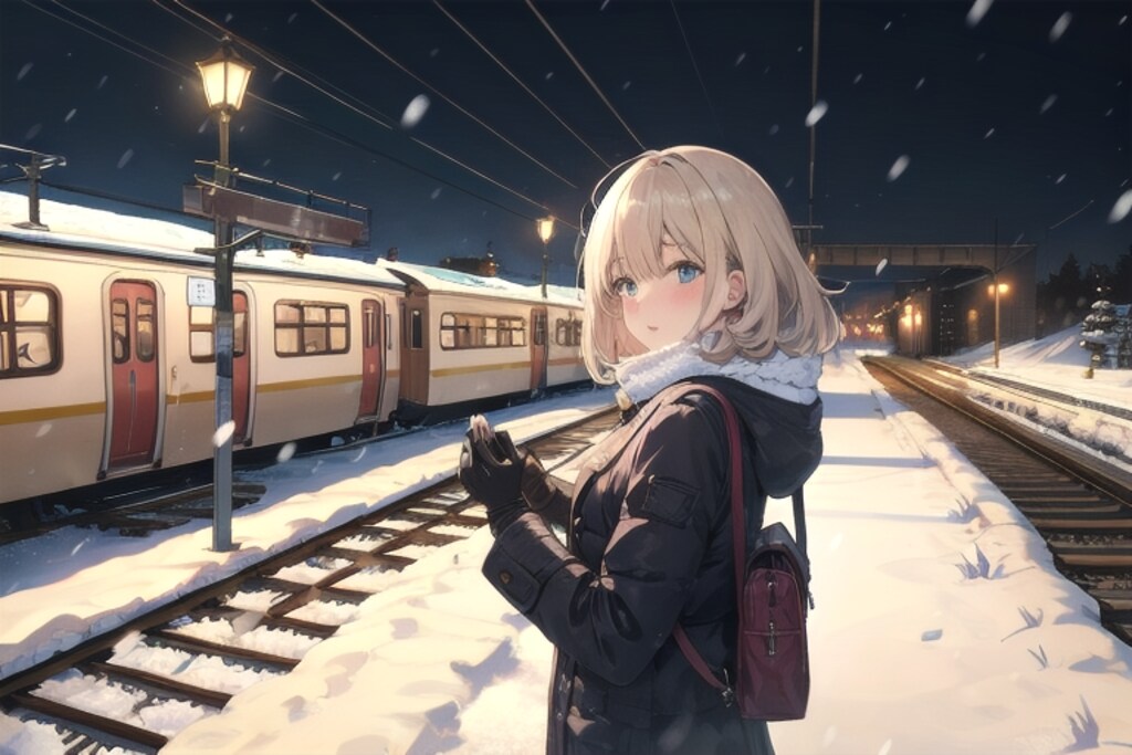 雪と電車02