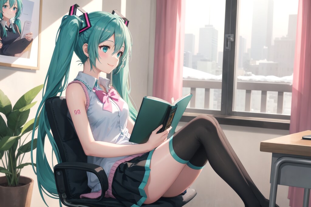 ミクさん勉強中