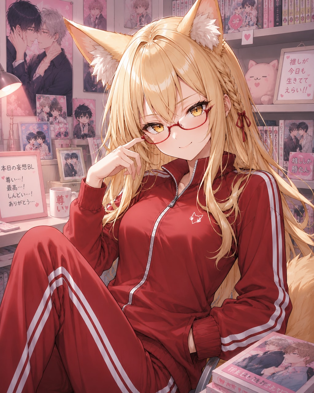 趣味の部屋でご機嫌なキツネ耳さん
