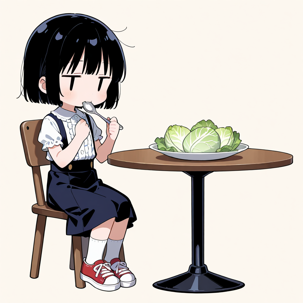 キャベツを食べる