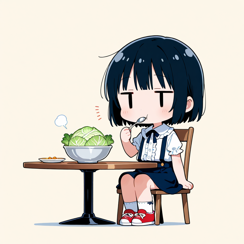 キャベツを食べる