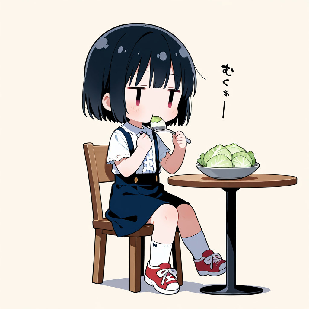 キャベツを食べる