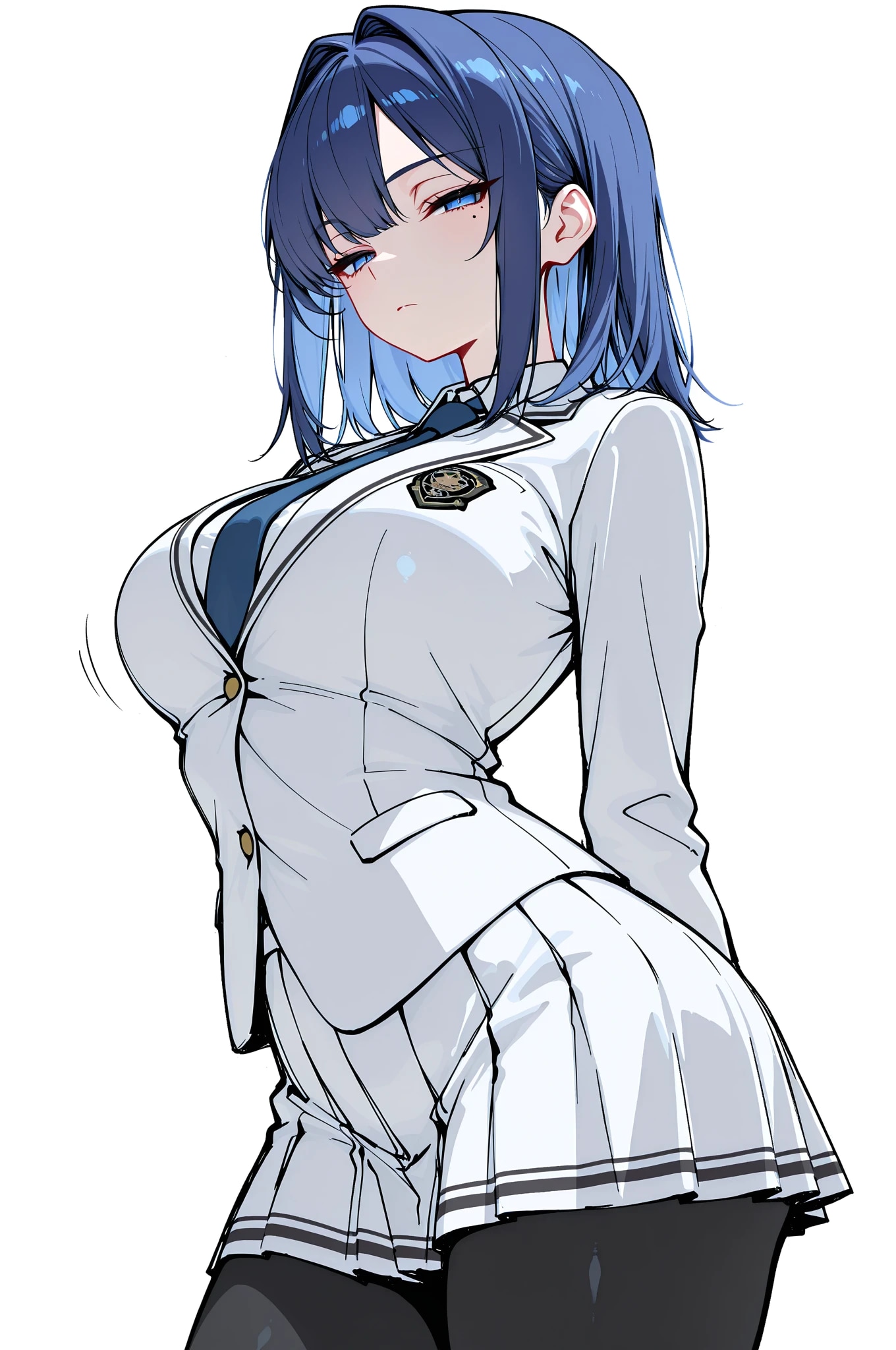 白ブレザー青髪JK