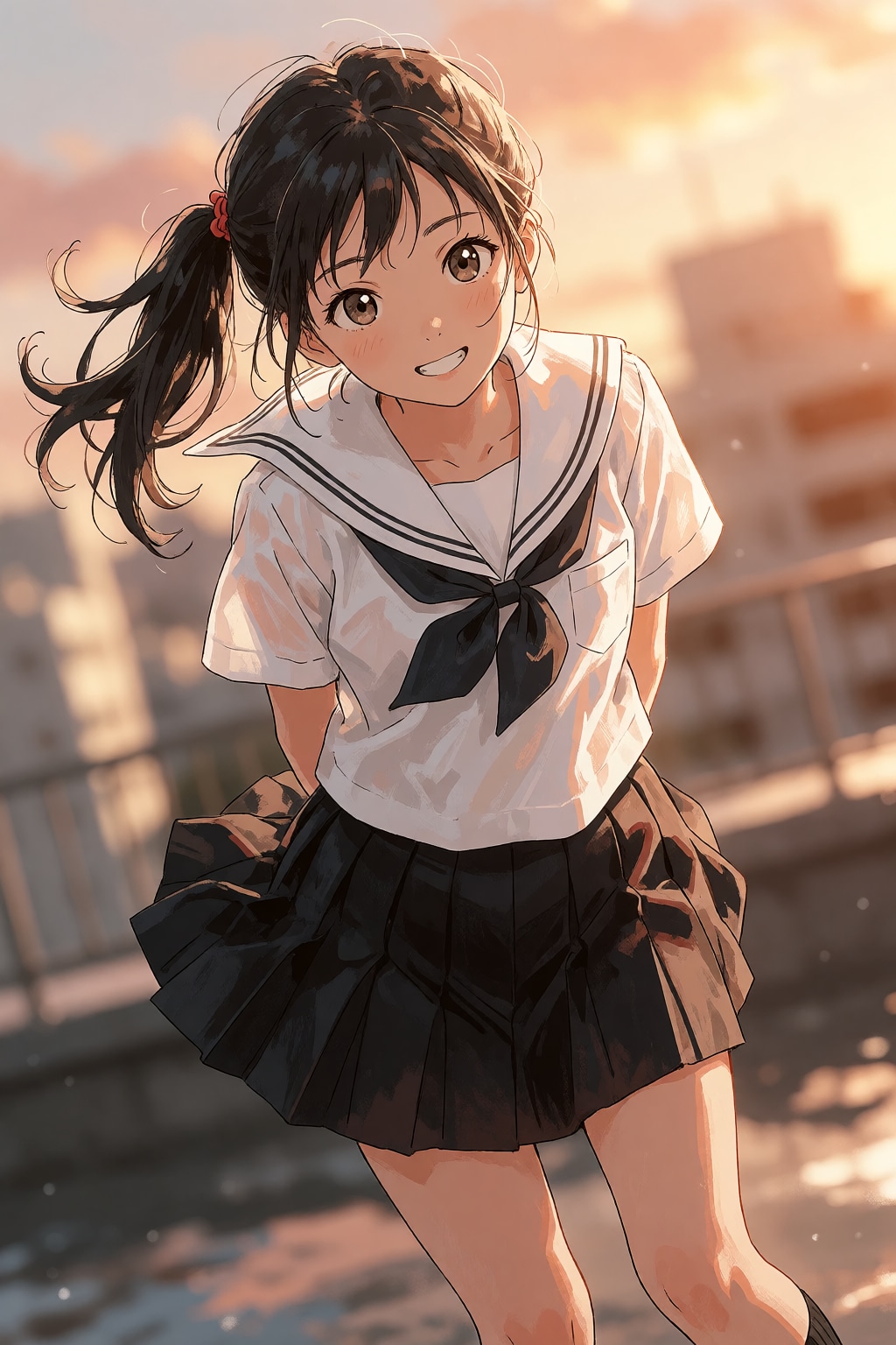 夕立のあとに屋上で！