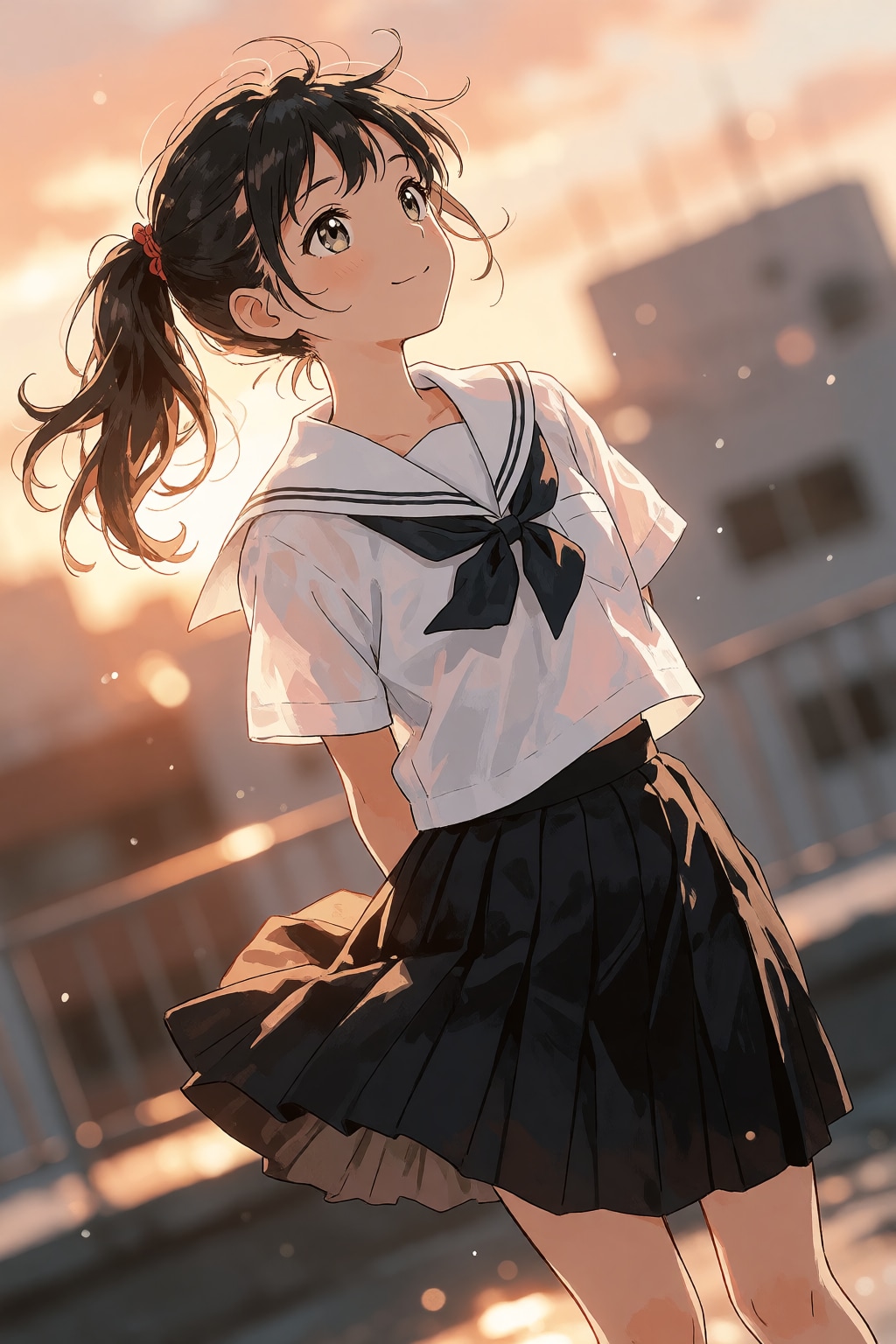 夕立のあとに屋上で！