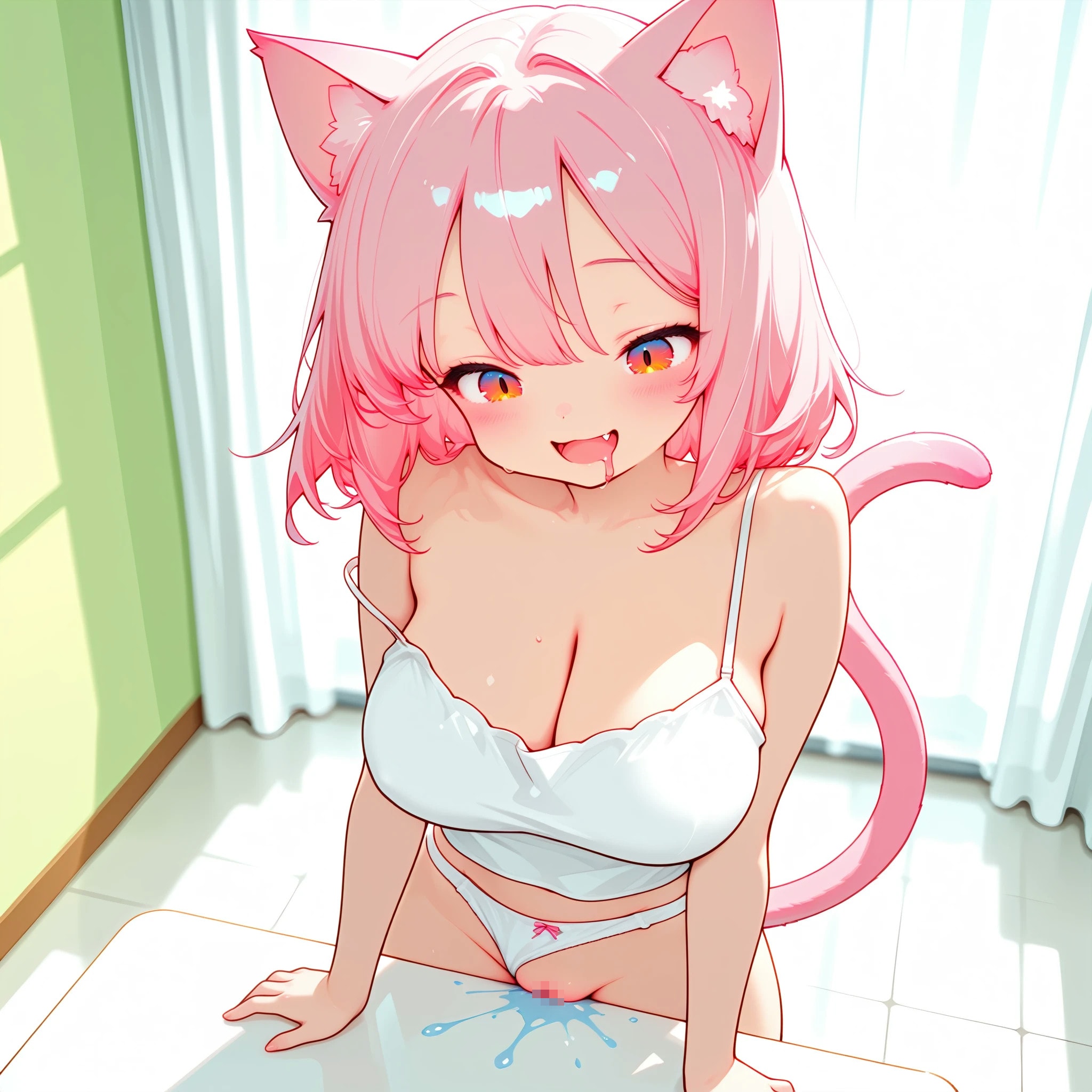 机でオナニー(角オナ)　猫耳さん