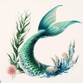 【DALL-E3】人魚姫の魚拓 7枚目