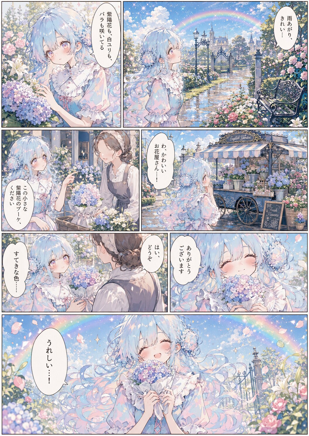 お散歩とブーケ