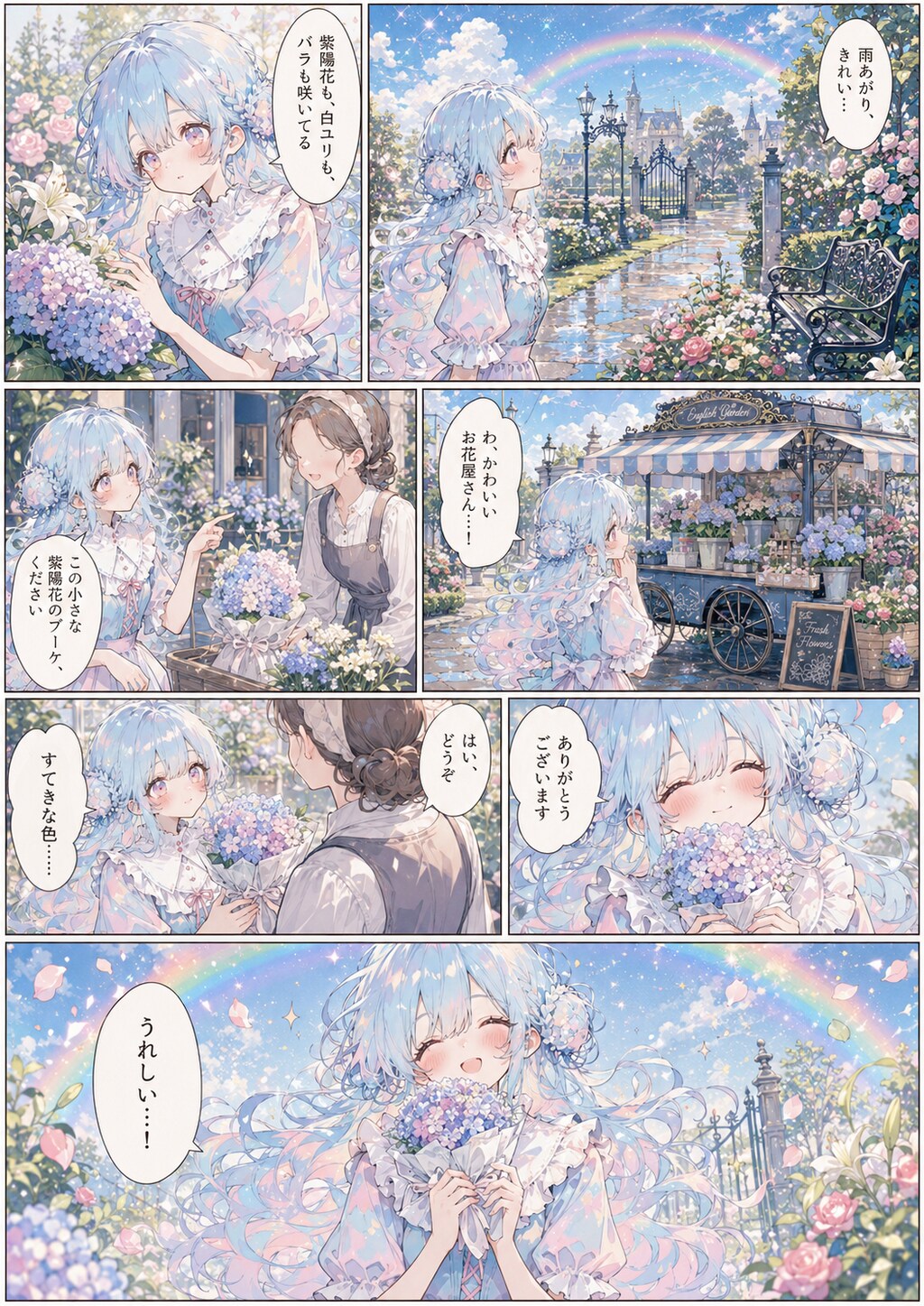 お散歩とブーケ