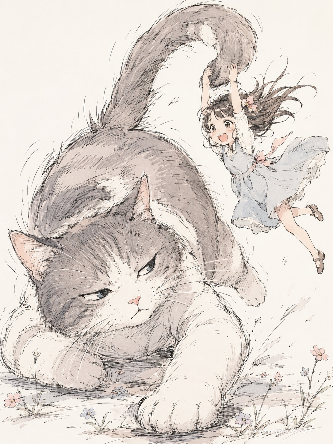 大きい猫といっしょ | の人気AIイラスト・グラビア