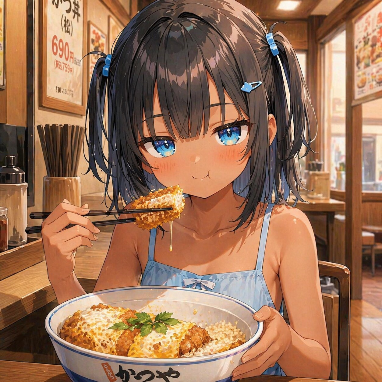 カツ丼を食べるこなつちゃん | の人気AIイラスト・グラビア