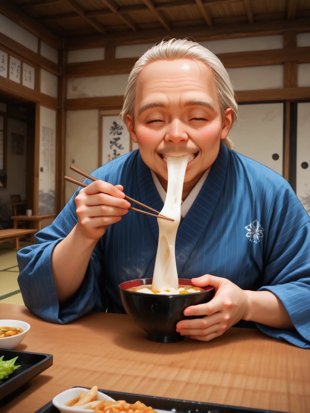 お餅を食べるおじいちゃん