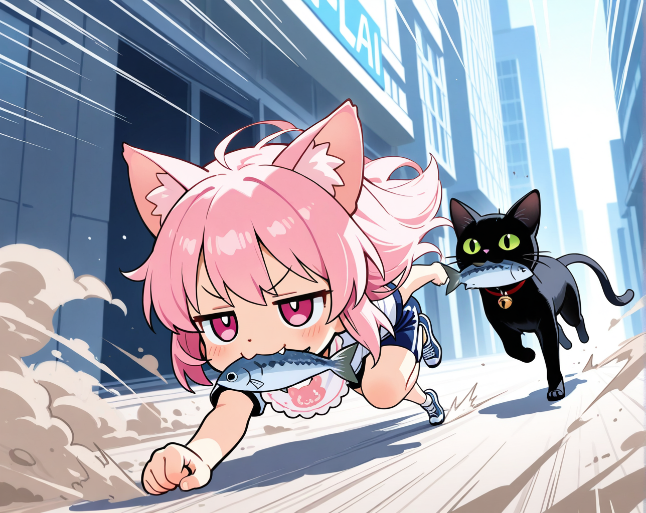 くろねこちゃんとおさかにゃだっしゅ！！ | の人気AIイラスト・グラビア