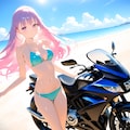 ビーチとビキニ娘とオートバイ・・・帰ったら洗車しなきゃね♡ 4枚目