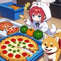 赤髪ちゃんと柴犬とピザ 2枚目