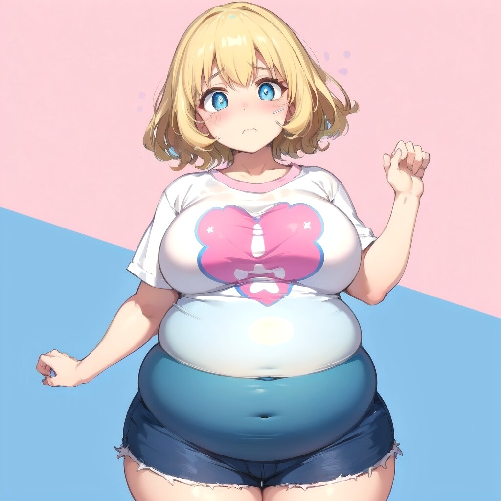 いつものプロンプトで太った女の子太らせたけど、顔だけ細かったorz