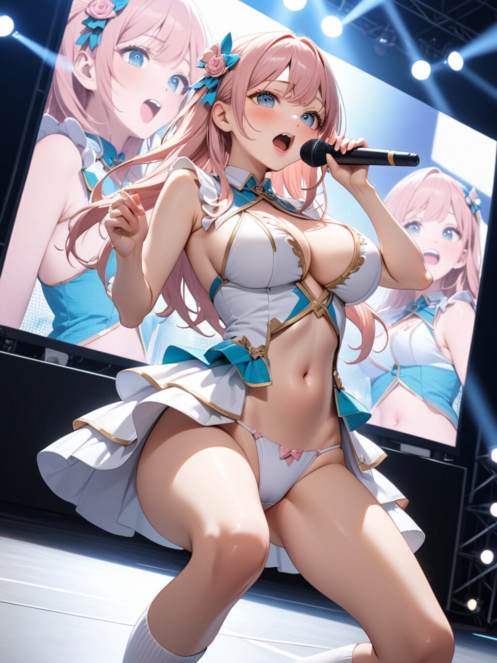 パンチラライブ（ピンク髪