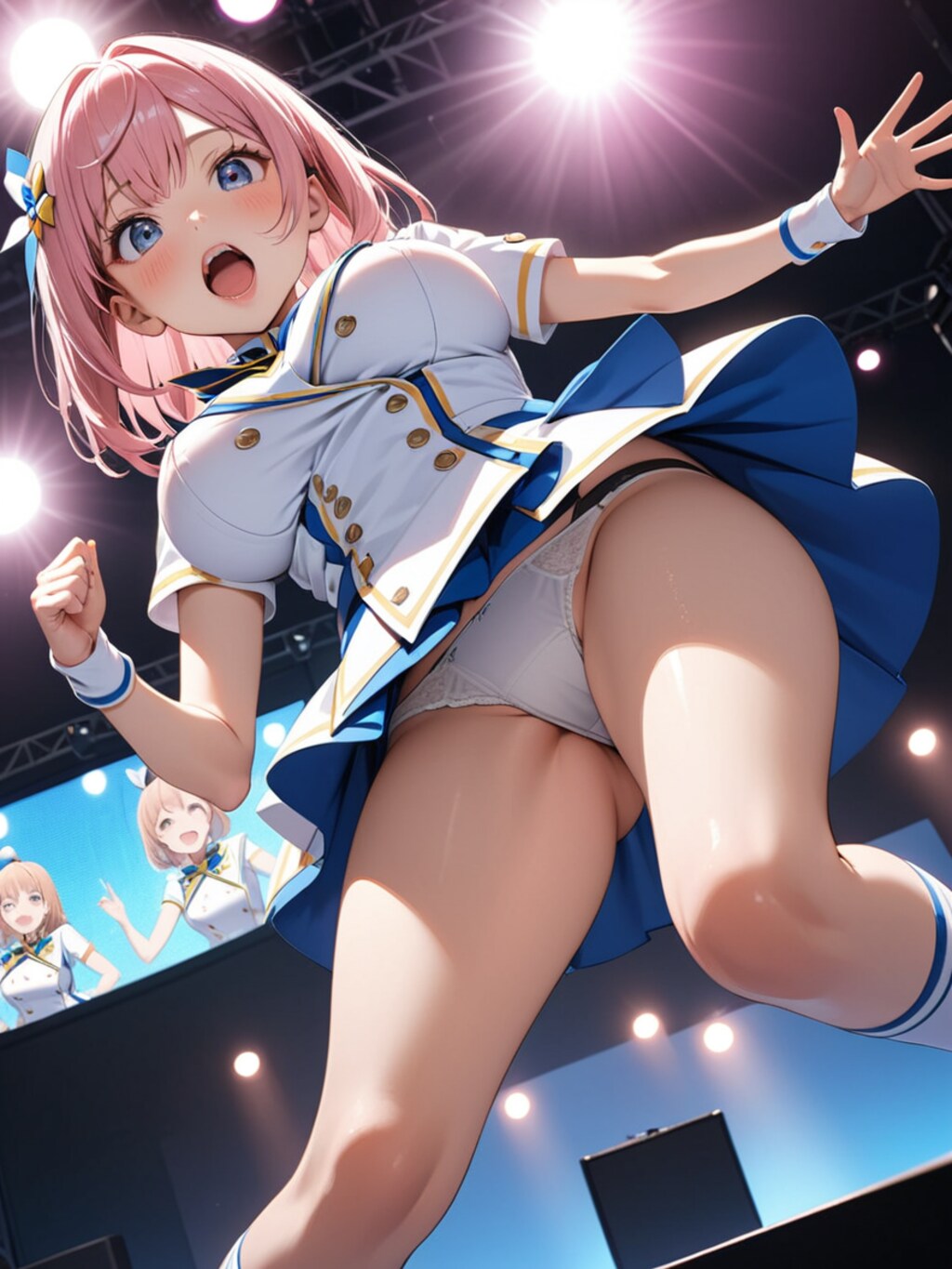 パンチラライブ（ピンク髪