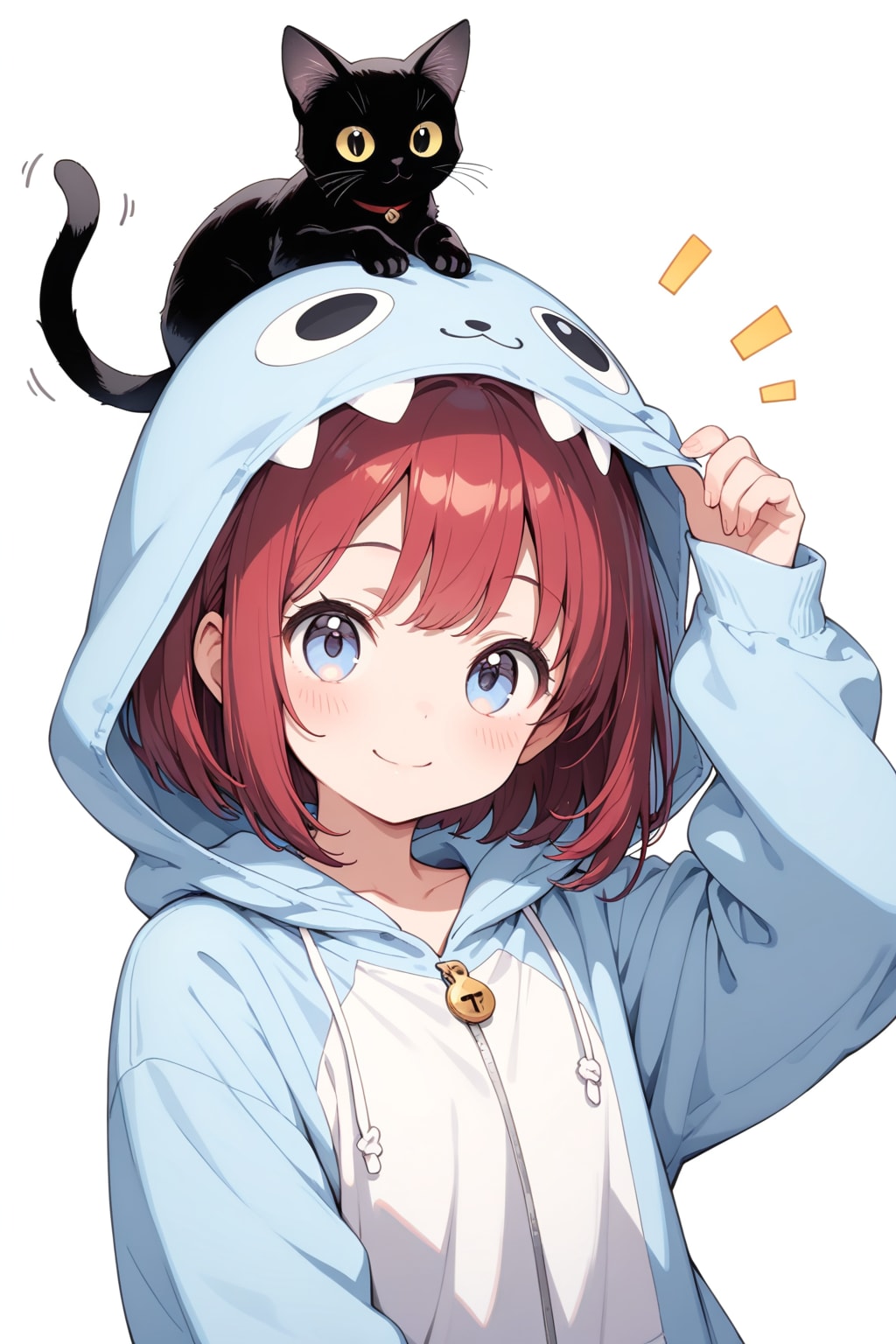 黒猫と怪獣フードの穏やかな日常