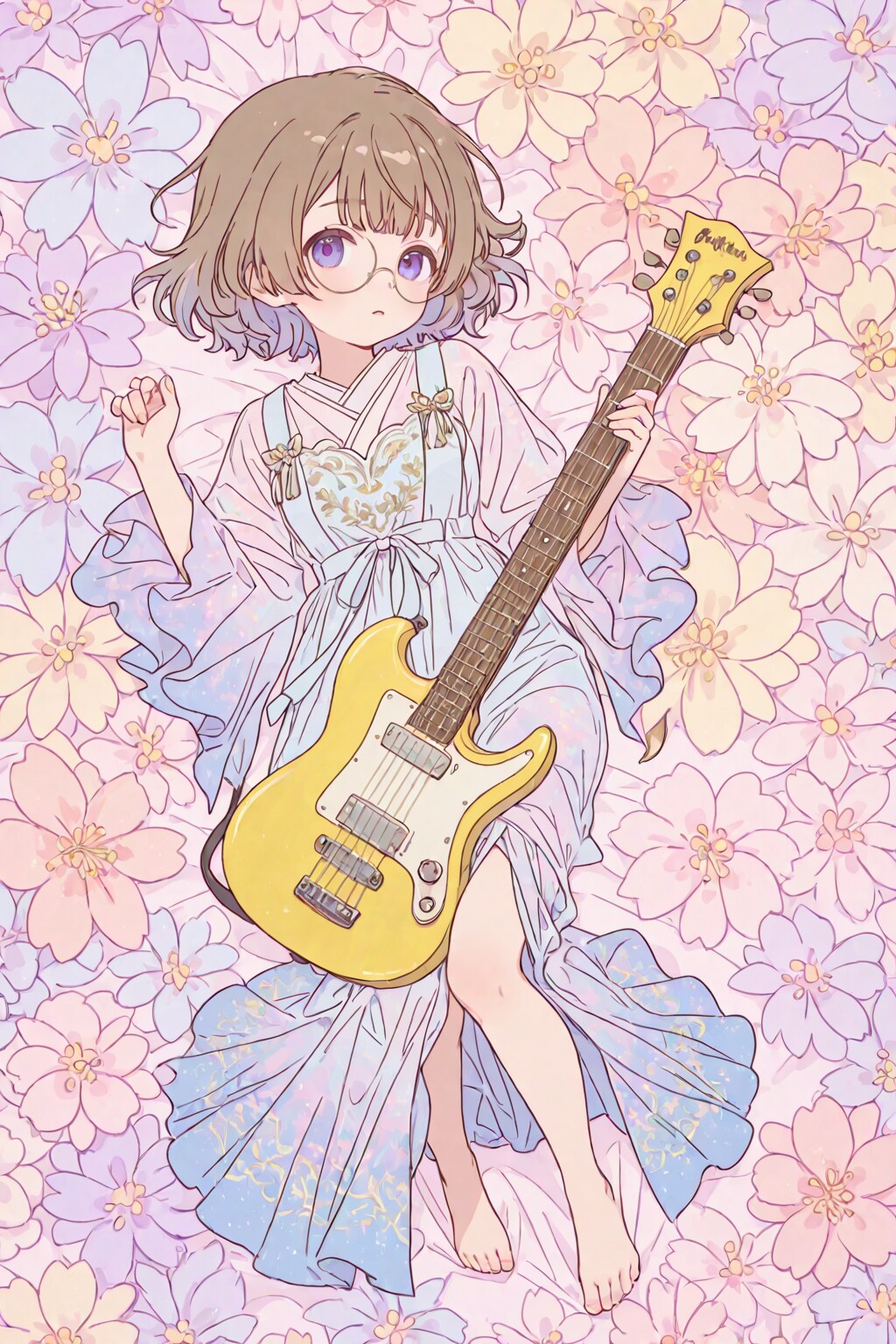 眼鏡のギター少女 | の人気AIイラスト・グラビア