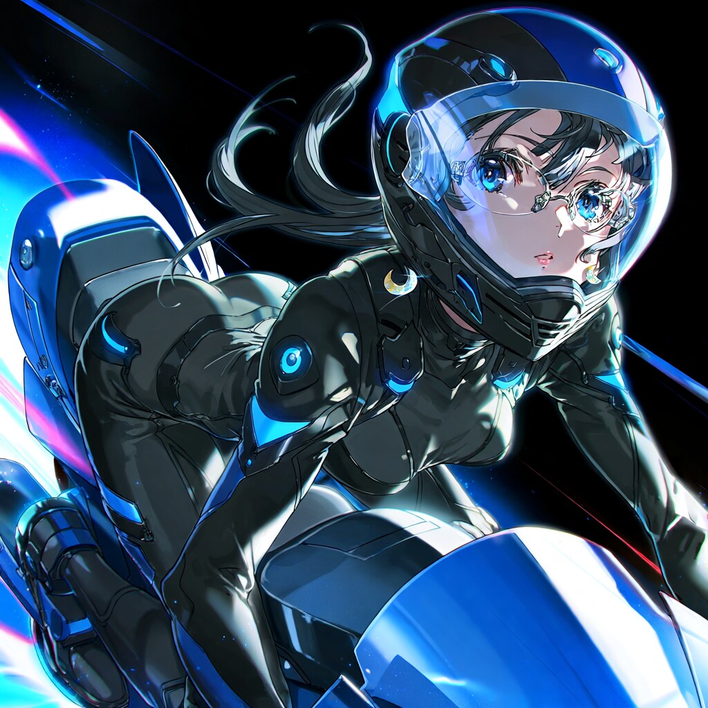 バイクに乗る月子