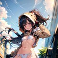 透けてる白ビキニのポニーテール少女 4枚目
