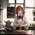 料理をしながら父の帰りを待つ少女 2枚目