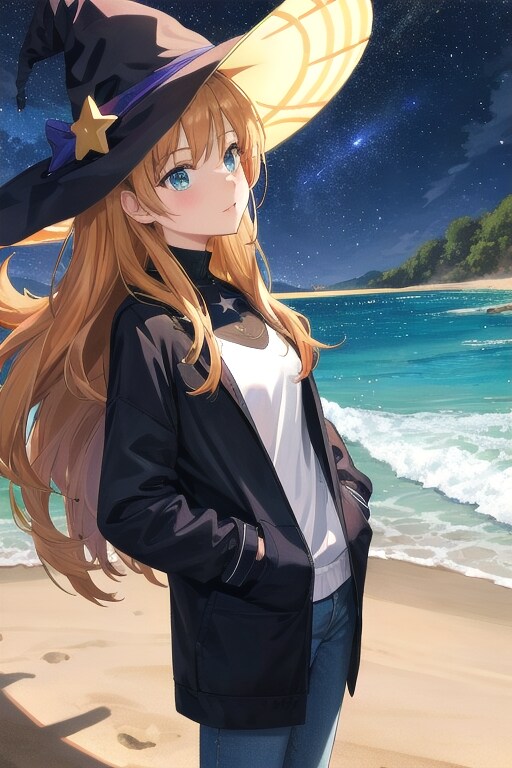 砂浜の魔女と星空