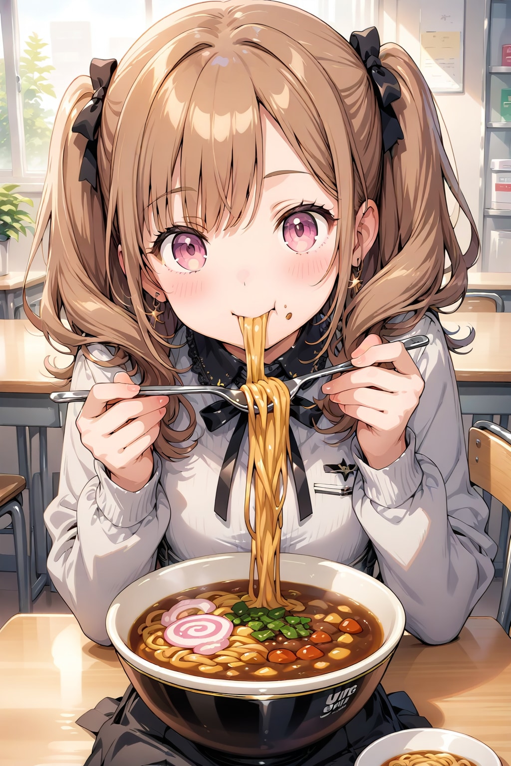 謎食べ方の女の子