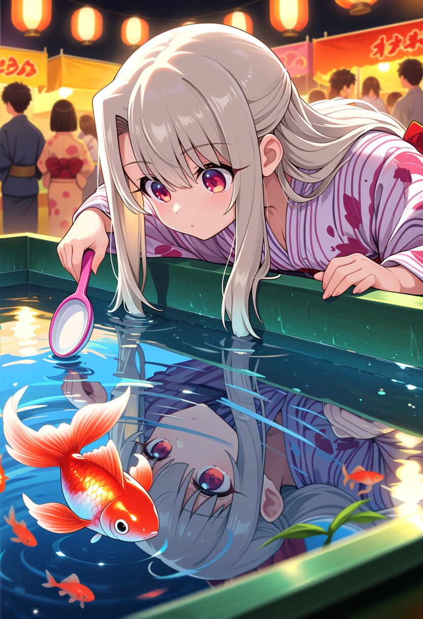 金魚すくいと横顔