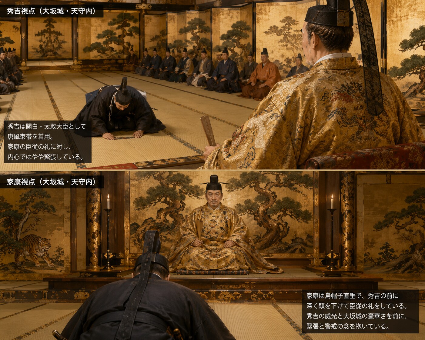 豊臣秀吉に臣従の礼をとる徳川家康